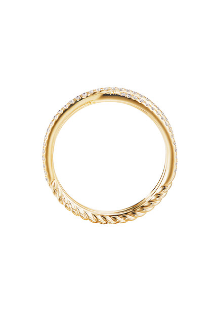 Crossover Micro Pavé Ring, 18k Yellow Gold & Diamonds 